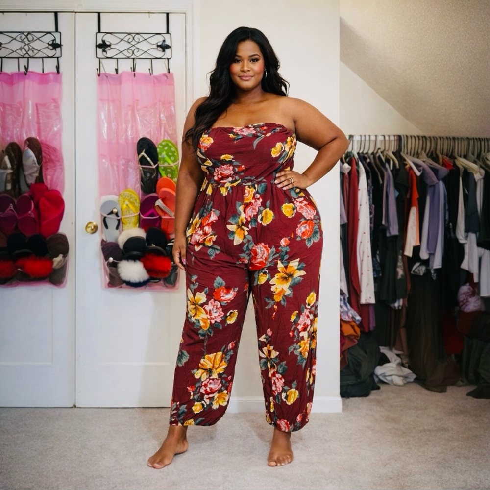 Target Burgundy Floral Jumpsuit